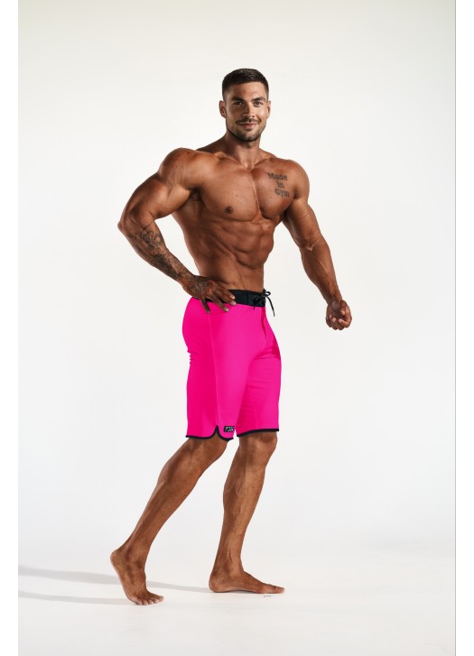 Men's Physique Shorts - Neon Pink (bottom borders)